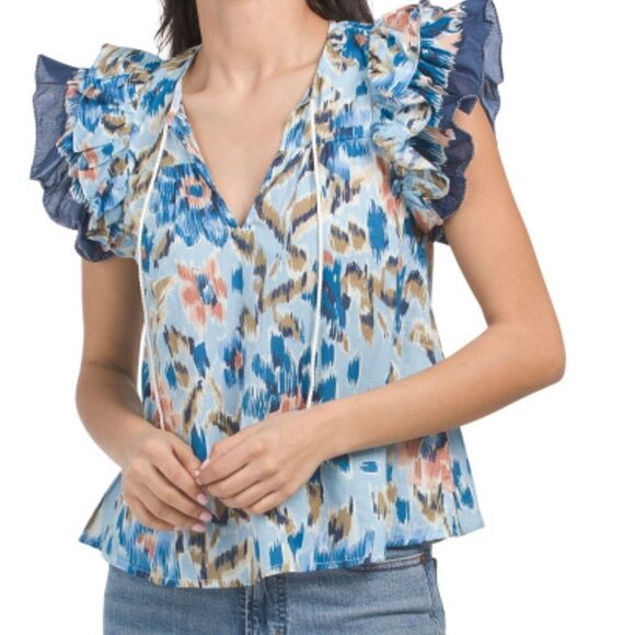 House of Harlow 1960 Revolve Zoey Ruffle Peasant Top Size Small - Picture 1 of 12